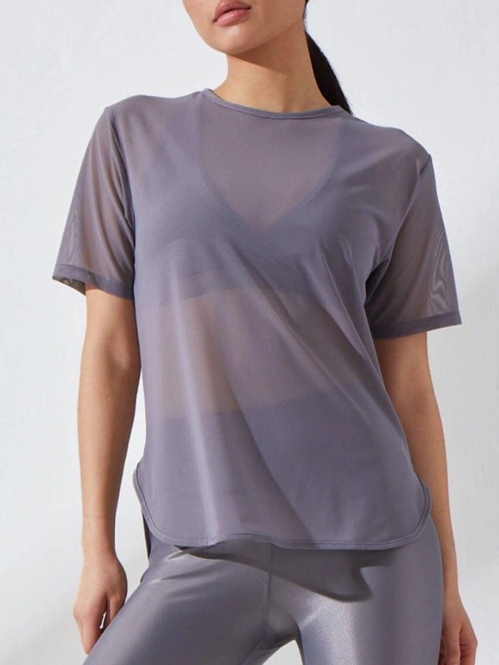 NWOT Noli Mesh Flow Tee - Steel, size S